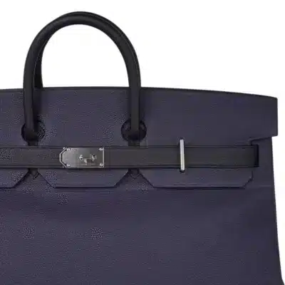 Hermès Rare Collectible Birkin 50 Bi-Color Blue Nuit and Black Togo HAC Palladium Hardware