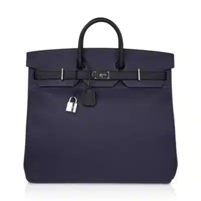 Hermès Rare Collectible Birkin 50 Bi-Color Blue Nuit and Black Togo HAC Palladium Hardware