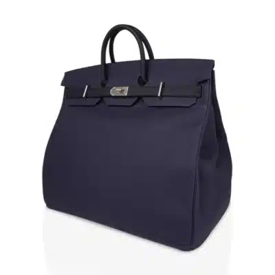 Hermès Rare Collectible Birkin 50 Bi-Color Blue Nuit and Black Togo HAC Palladium Hardware