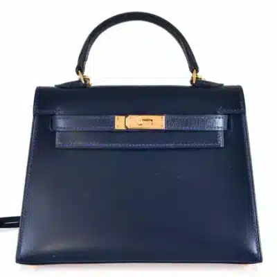 Hermès Rare Collectible Kelly 15 Sellier Blue Box Calfskin Gold Hardware