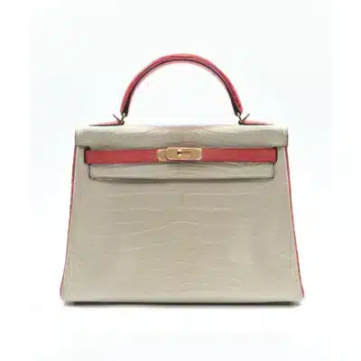 Hermès Rare Collectible Kelly 25 Retourné Gris Perle & Rose Extrême Matte Alligator Mississippiensis Custom Brushed Palladium Hardware