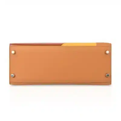 Hermès Rare Collectible Kelly 28 Sellier Toffee/Jaune Ambre/Fauve Box Calfskin Palladium Hardware Quality Rep