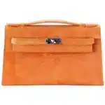 Hermès Rare Collectible Kelly Pochette Orange Doblis Palladium Hardware Luxury bag lookalikes