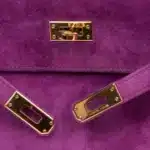 Hermès Rare Collectible Kelly Pochette Violet Purple Doblis Suede Gold Hardware