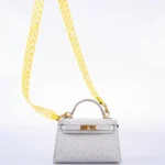 Hermès Rare Collectible Mini Kelly 20 II Sellier Gris Perle Ostrich Gold Hardware