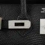 Hermès Vintage 2009 Birkin 25 Black Salvator Lizard With Jacob & Co. Diamond Encrusted 18k White Gold Hardware