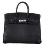 Hermès Vintage 2009 Birkin 25 Black Salvator Lizard With Jacob & Co. Diamond Encrusted 18k White Gold Hardware