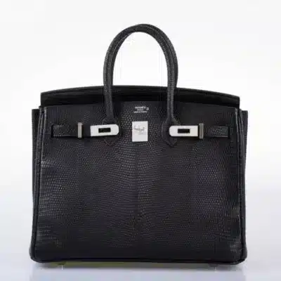 Hermès Vintage 2009 Birkin 25 Black Salvator Lizard With Jacob & Co. Diamond Encrusted 18k White Gold Hardware