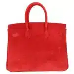 Hermès Vintage Birkin 25 Rouge Vif Doblis Suede Palladium Hardware