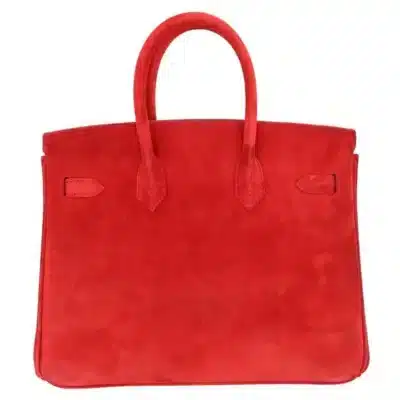 Hermès Vintage Birkin 25 Rouge Vif Doblis Suede Palladium Hardware