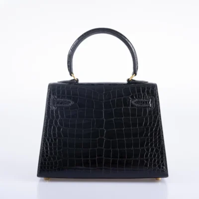 Hermès Vintage Mini Kelly 20 Black Noir Shiny Alligator Mississippiensis Gold Hardware