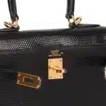 Hermès Vintage Mini Kelly 20 Sellier Black Niloticus Lizard Gold Hardware Replica Designer Bags